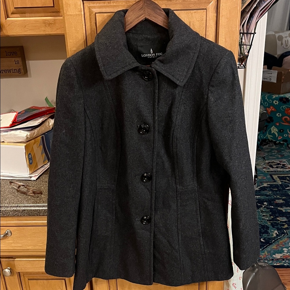 London Fog Charcoal Grey Pea Coat